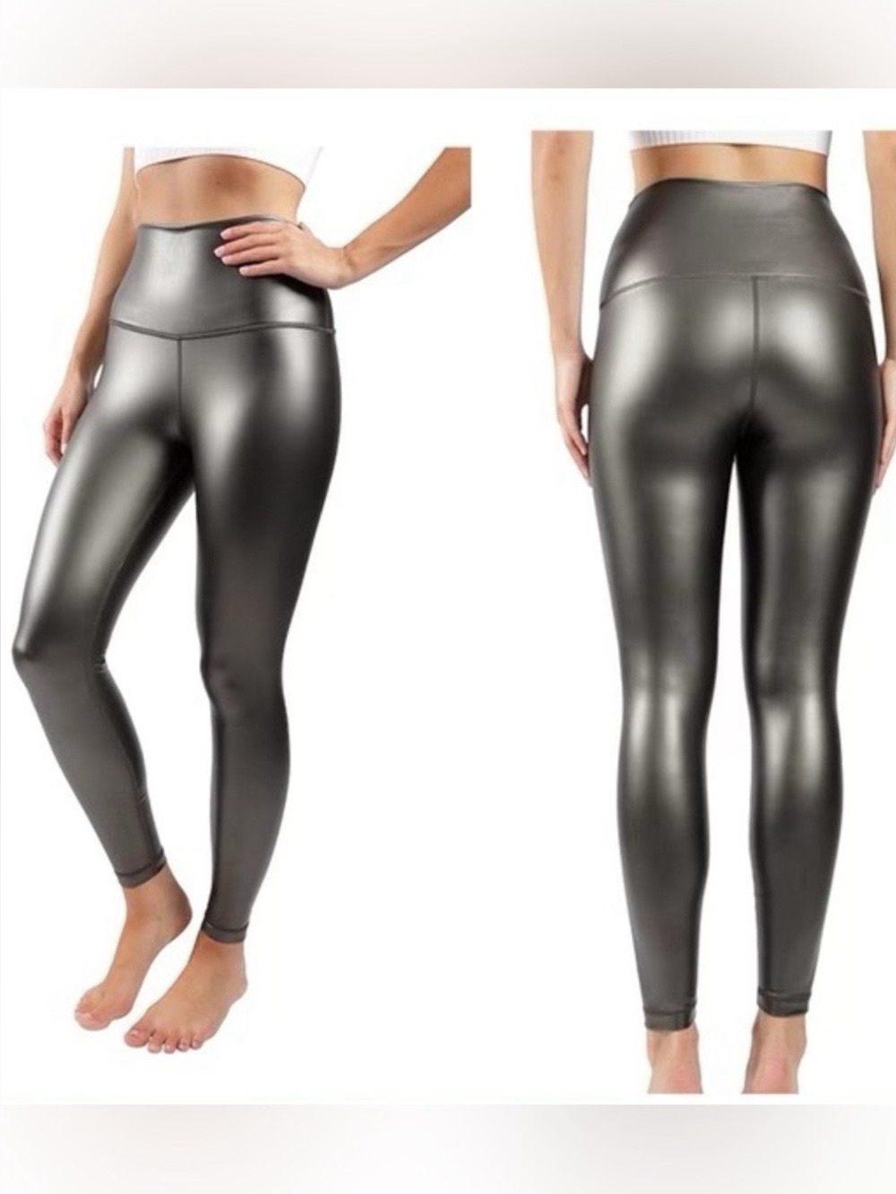 90 Degree by Reflex Large Faux Leather High Waisted Fleece Lined Leggings NWT